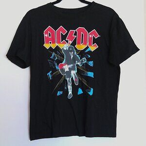 AC / DC Tee Shirt Retro Style Angus Young Graphic on Black EUC Sz XL  / 14